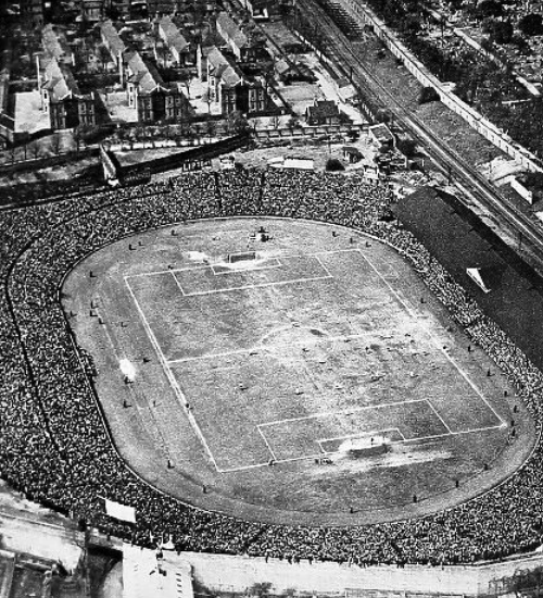Aerial view of the FA Cup being held at Stamford Bridge